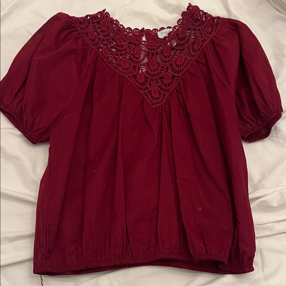 Calypso St. Barth Deep Red Lace Blouse